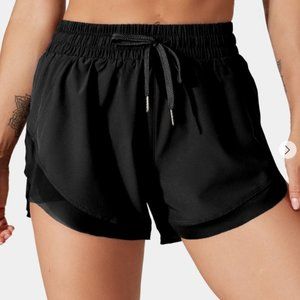 Drawstring Contrast Flowy Mesh 2-in-1 Shorts
